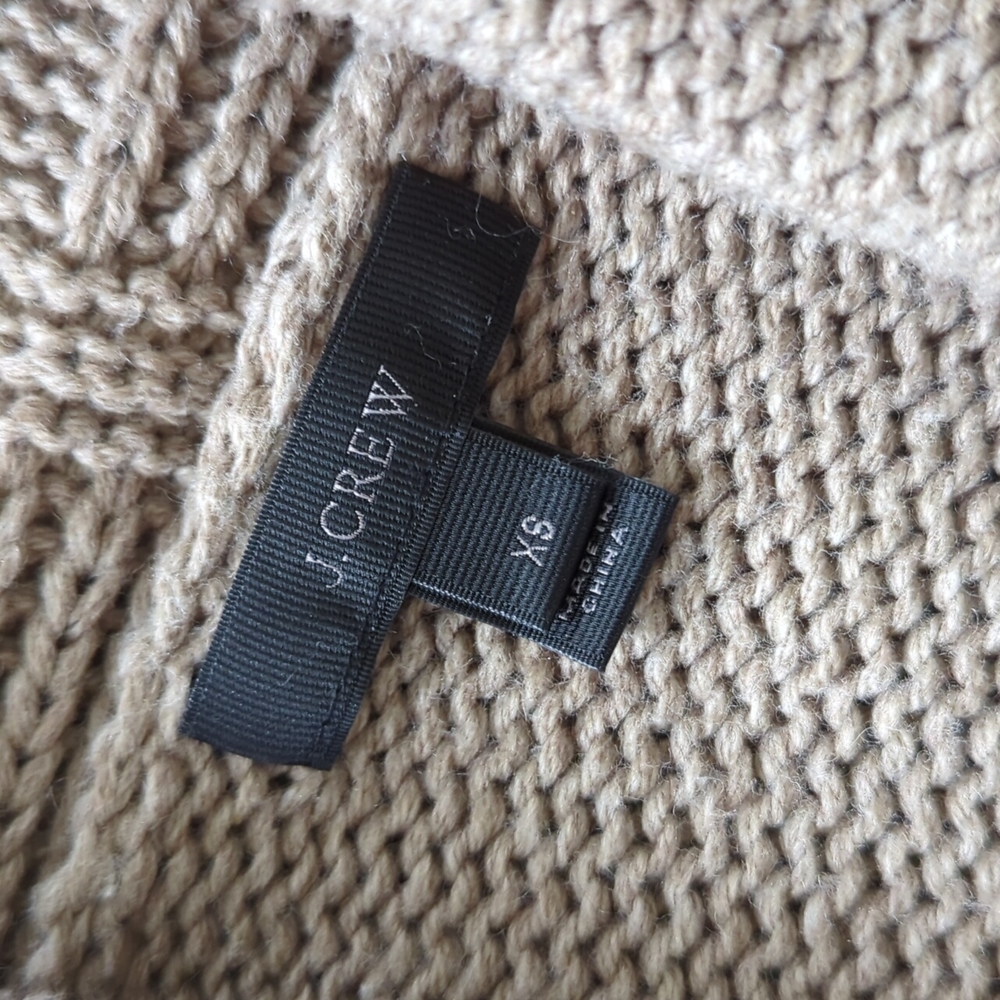 J. CREW I Oversized Tan Cotton & Wool Blend Open-Front Long Cardigan Sweater, XS - Picture 6 of 13